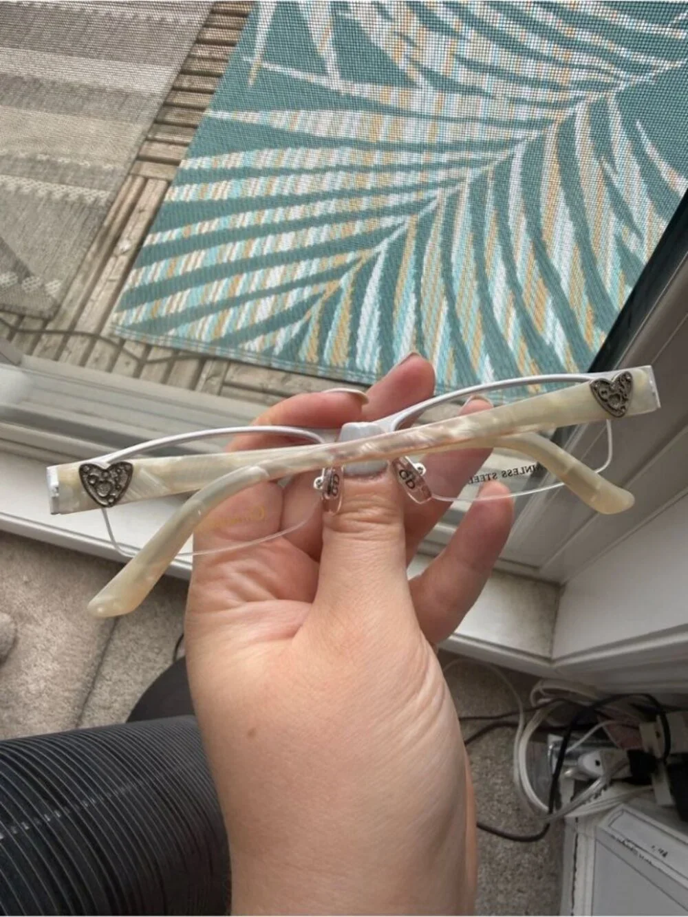 Y2K Christian Dior Pearl White Stainless Steel Semi-Rimless Glasses